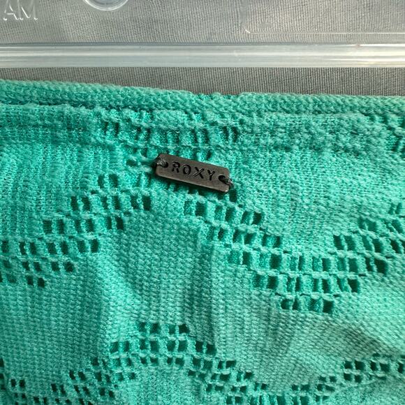 Roxy Lacy Days Tie Side Bikini Bottom Women’s Large Aqua Blue Crochet Lined - Picture 4 of 5